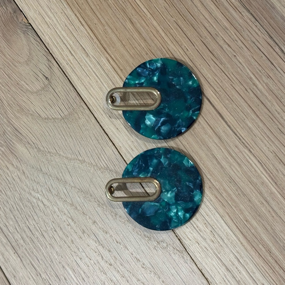 Tuckernuck Blue and Gold Earrings with Polished Finish